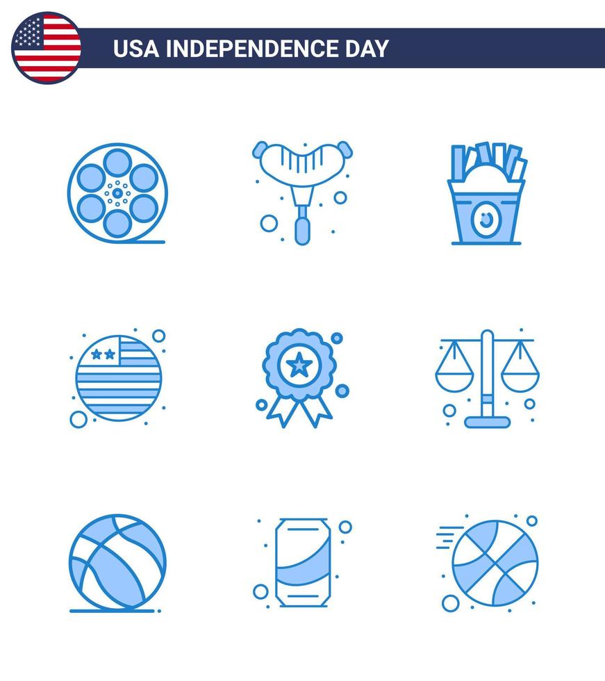 pack d'icônes vectorielles stock de la journée américaine 9 signes et symboles de ligne pour l'indépendance de la médaille drapeau de vacances de restauration rapide éléments de conception vectoriels modifiables usa day vecteur