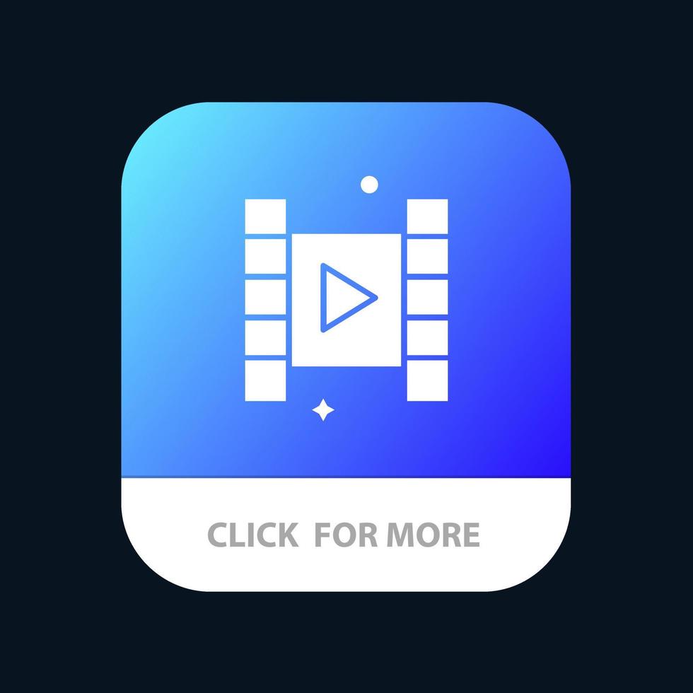 bouton de l'application mobile du film de lecture vidéo version de glyphe android et ios vecteur