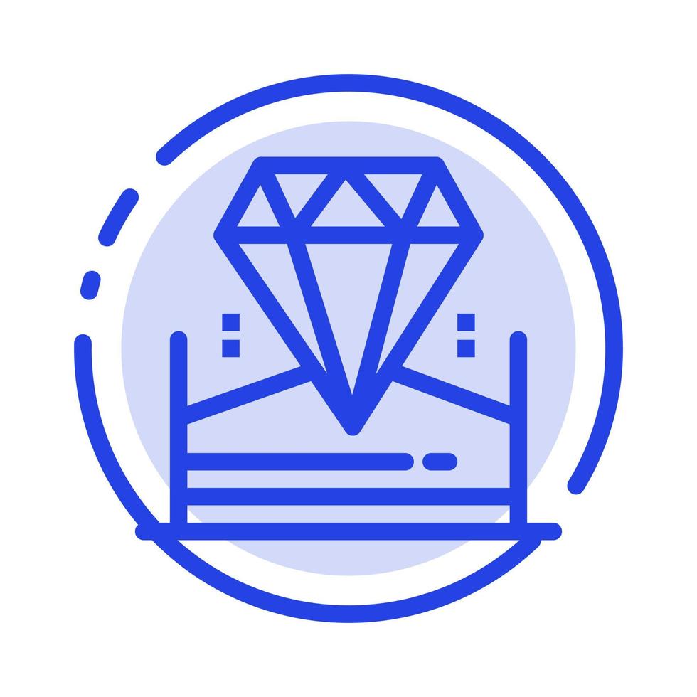 brillant diamant bijou hôtel bleu ligne pointillée icône de la ligne vecteur