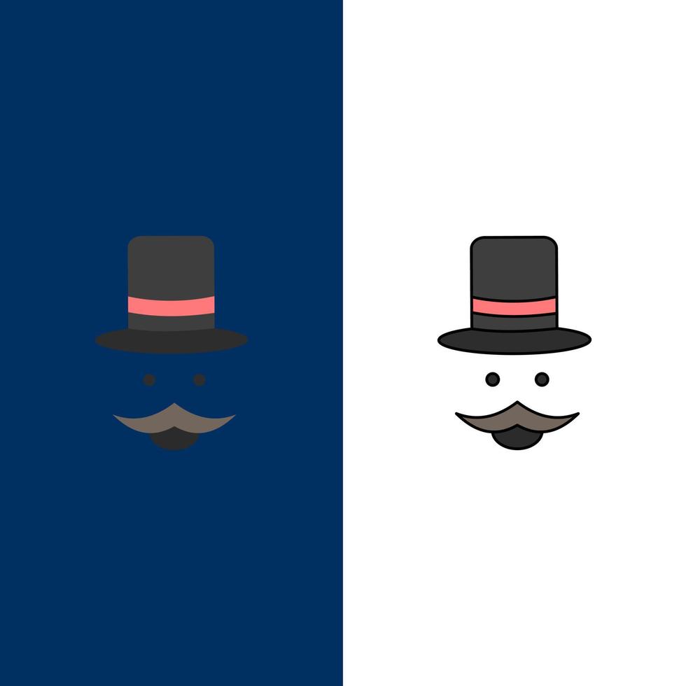 moustache hipster movember chapeau hommes plat couleur icône vecteur