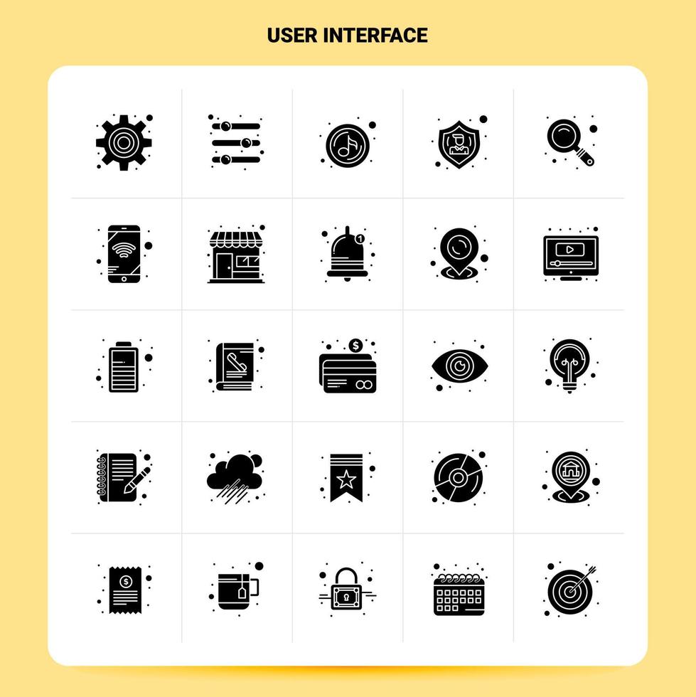 ensemble d'icônes d'interface utilisateur solide 25 conception de style de glyphe vectoriel icônes noires définies illustration vectorielle de conception d'idées commerciales web et mobiles