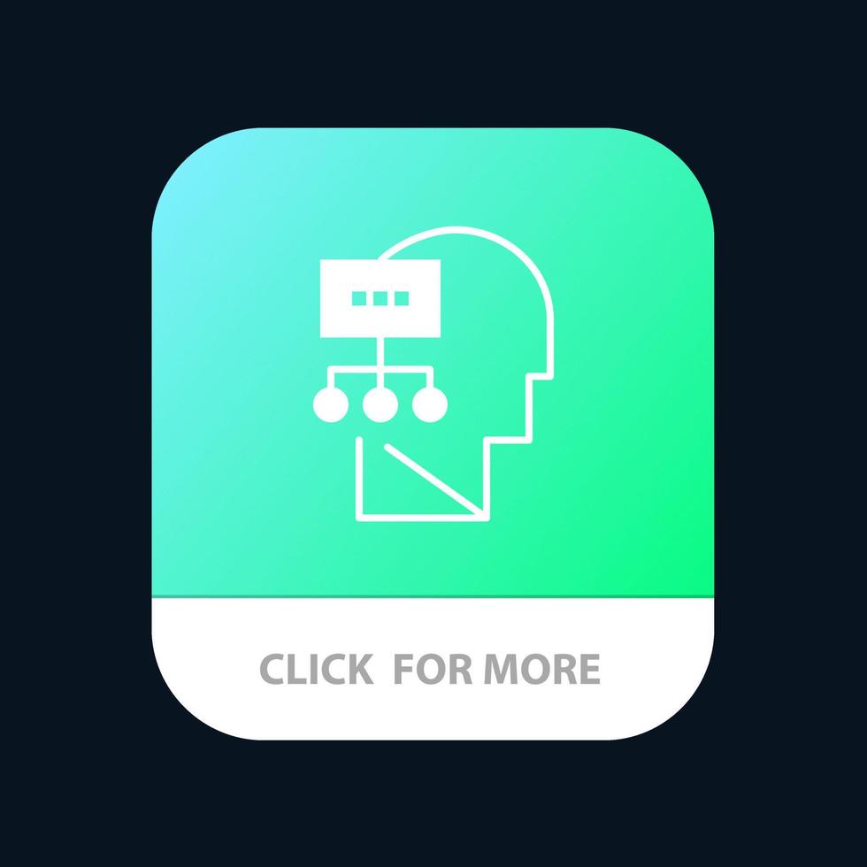 théorie de la planification esprit tête bouton application mobile version glyphe android et ios vecteur
