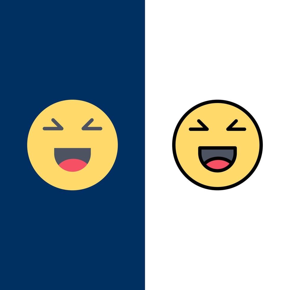 chat emojis sourire heureux icônes plat et ligne remplie icône ensemble vecteur fond bleu