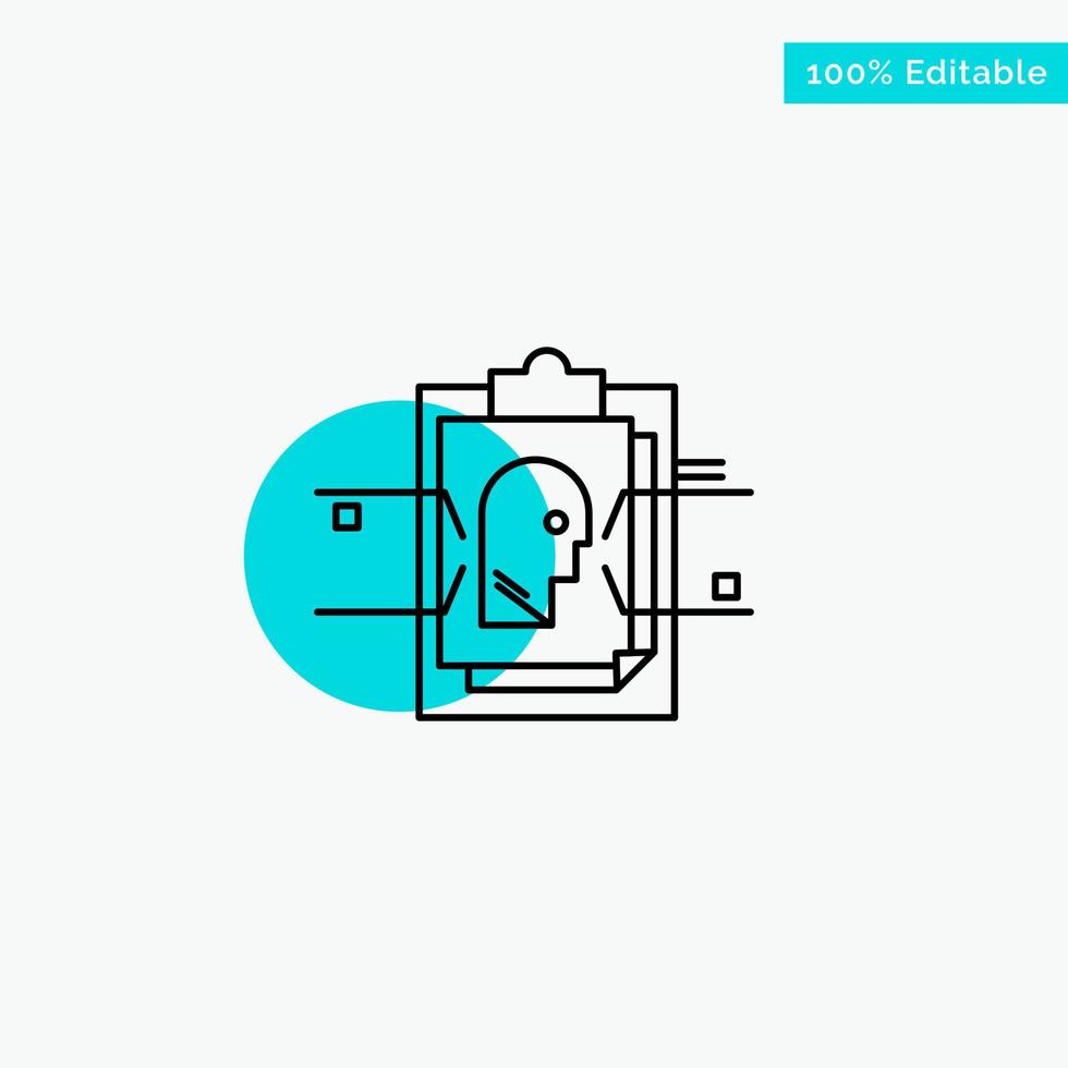 fiche de rapport fichier utilisateur id turquoise surbrillance cercle point vecteur icône