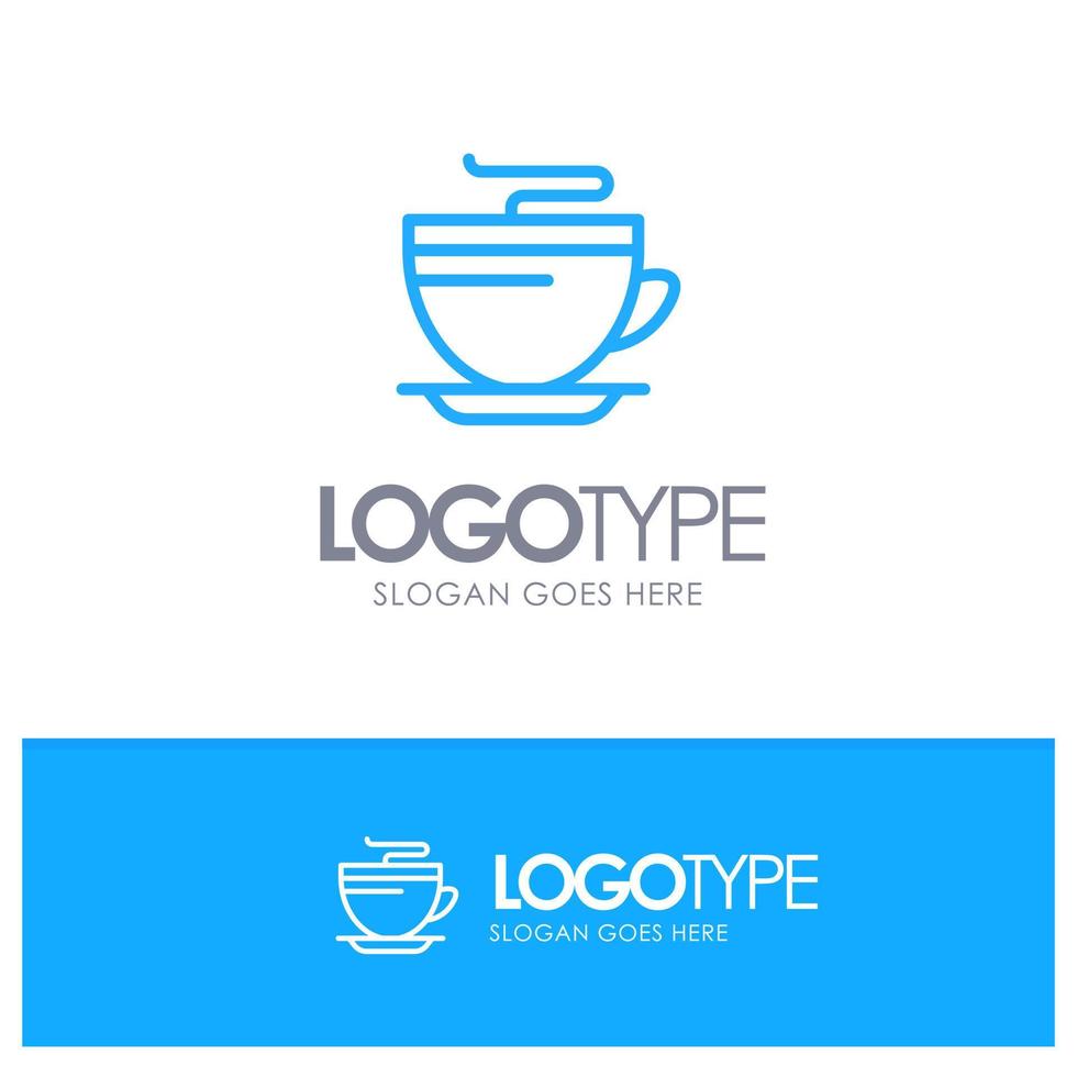 logo de contour bleu de nettoyage de tasse à café de thé avec place pour le slogan vecteur