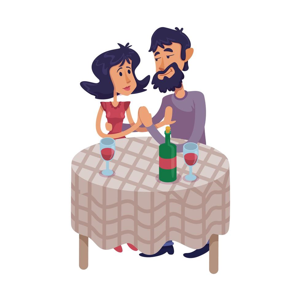 couple assis à table illustration vectorielle de dessin animé plat vecteur