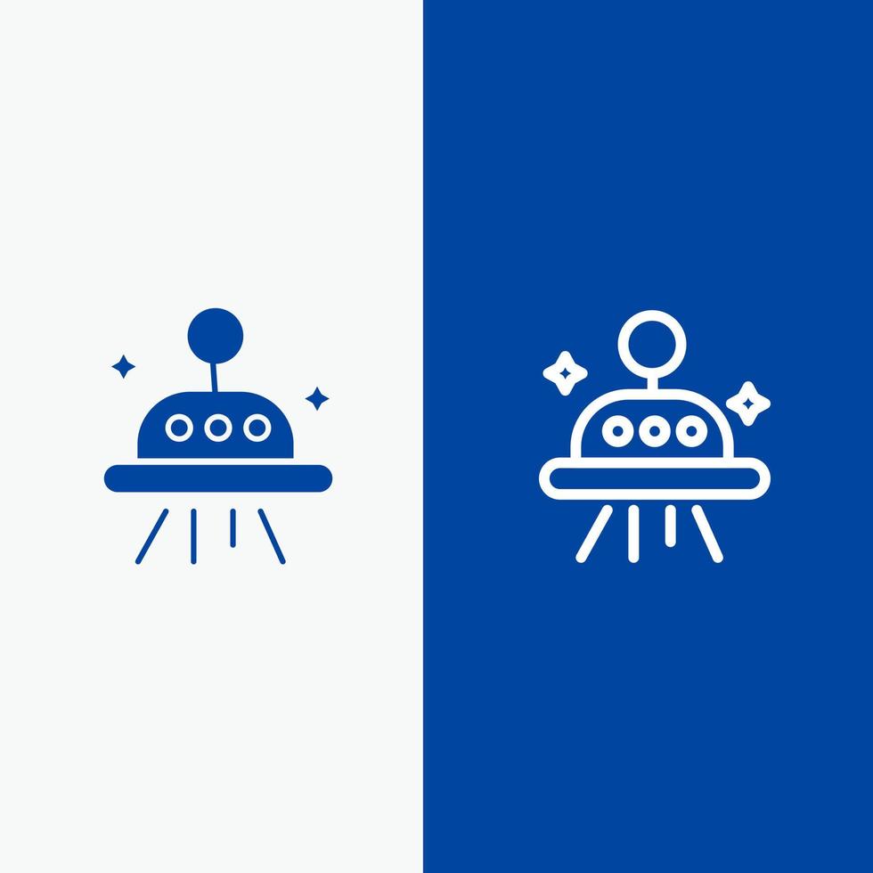 astronomie espace ovni ligne et glyphe icône solide bannière bleue ligne et glyphe icône solide bannière bleue vecteur