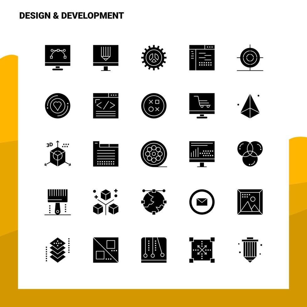 25 jeu d'icônes de développement de conception modèle d'illustration vectorielle d'icône de glyphe solide pour des idées web et mobiles pour une entreprise commerciale vecteur