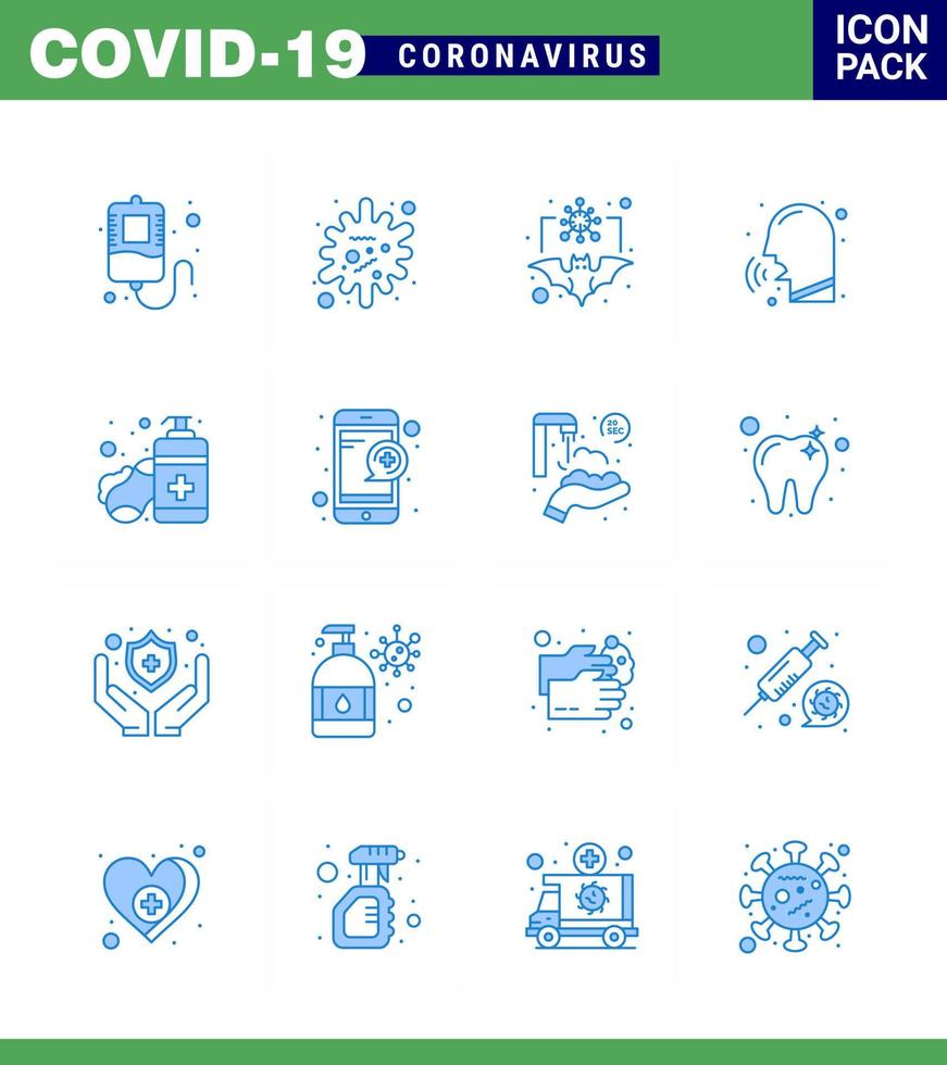 icônes de sensibilisation au coronavirus 16 icône bleue virus corona liée à la grippe comme les maladies de la rhinite porteuse du coup de savon coronavirus viral 2019nov éléments de conception de vecteur de maladie