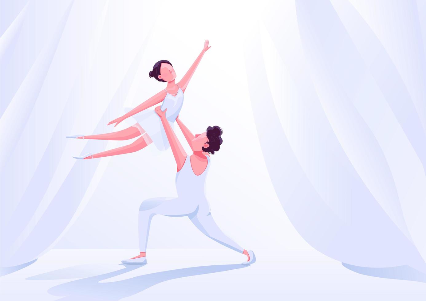 danseurs de ballet couple performance illustration vectorielle de couleur plate vecteur