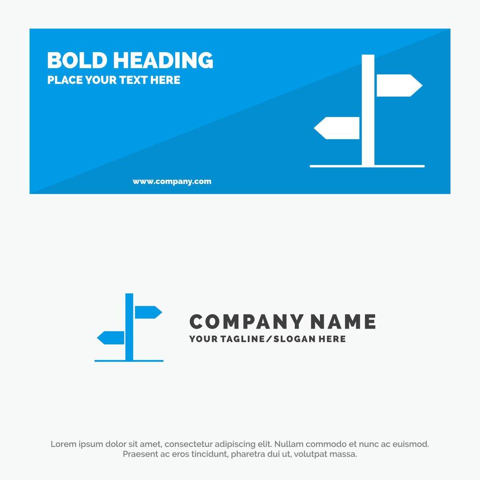 panneau de direction logistique signe icône solide bannière de site Web et modèle de logo d'entreprise vecteur