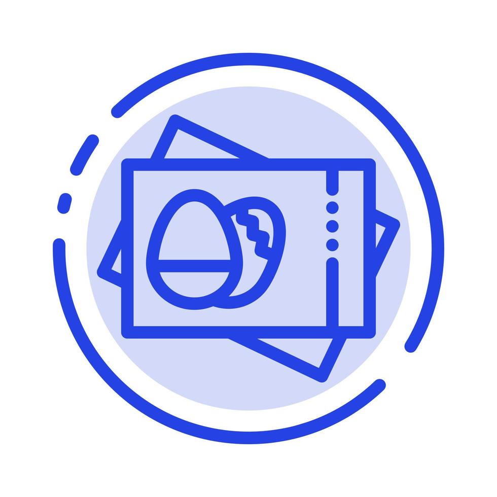 carte de pass oeuf carte de pâques icône de ligne en pointillé bleu vecteur