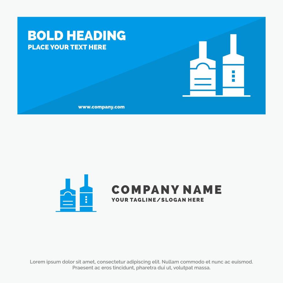 bouteille de boisson alcoolisée bouteilles icône solide bannière de site Web et modèle de logo d'entreprise vecteur