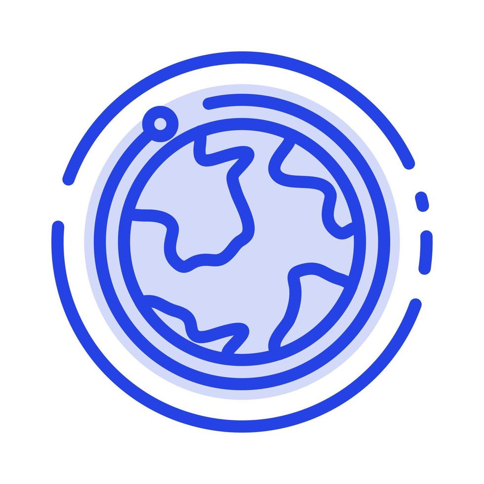 Globe world internet hôtel icône de la ligne en pointillé bleu vecteur