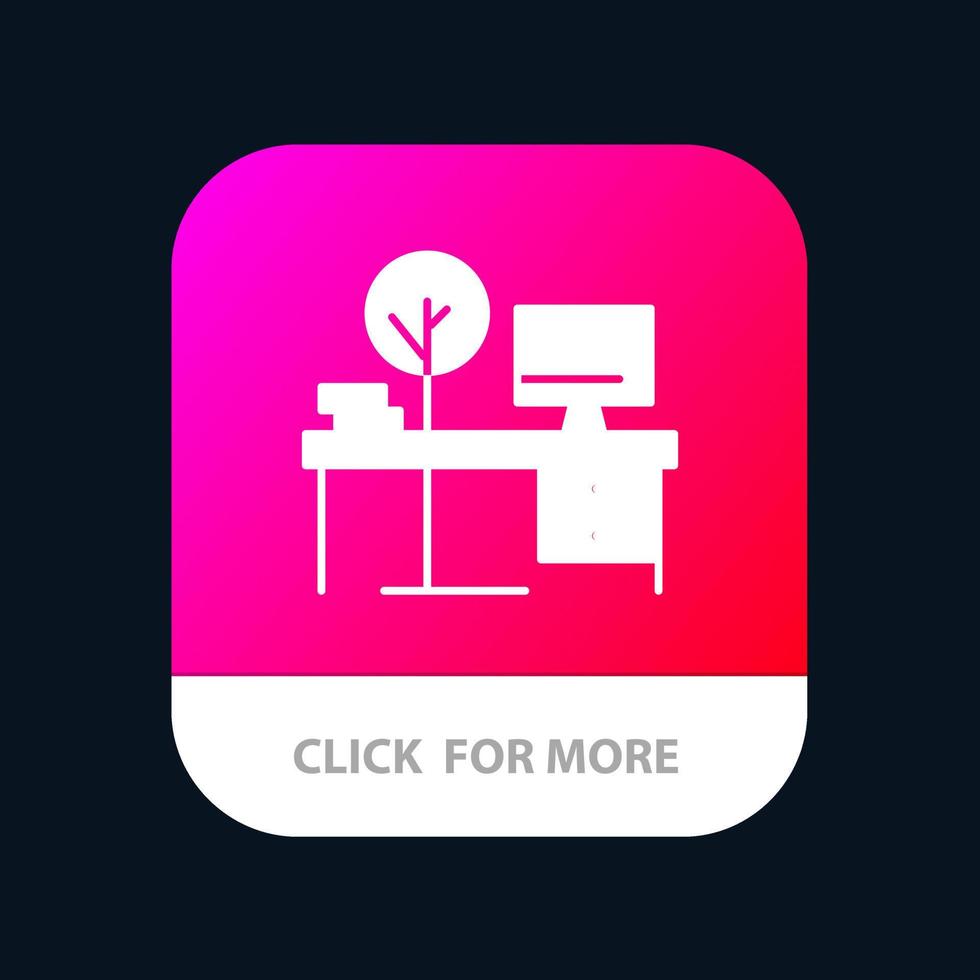 bureau de confort table de bureau bouton d'application mobile version de glyphe android et ios vecteur