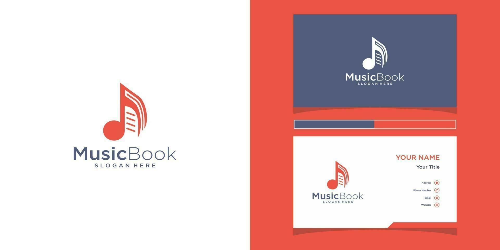 modèles de logo de livre de musique et conception de cartes de visite vecteur