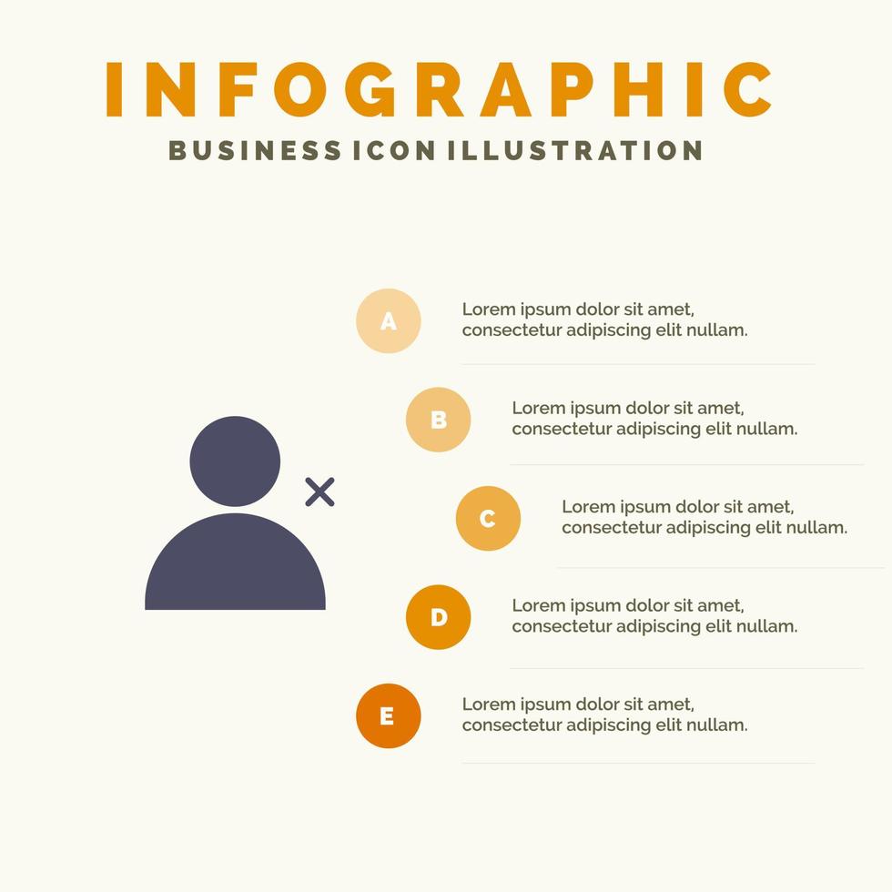 découvrir les gens twitter définit une icône solide infographie 5 étapes fond de présentation vecteur