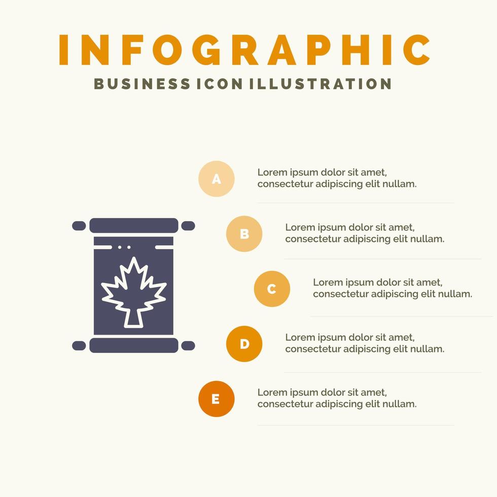 note automne canada feuille solide icône infographie 5 étapes présentation fond vecteur