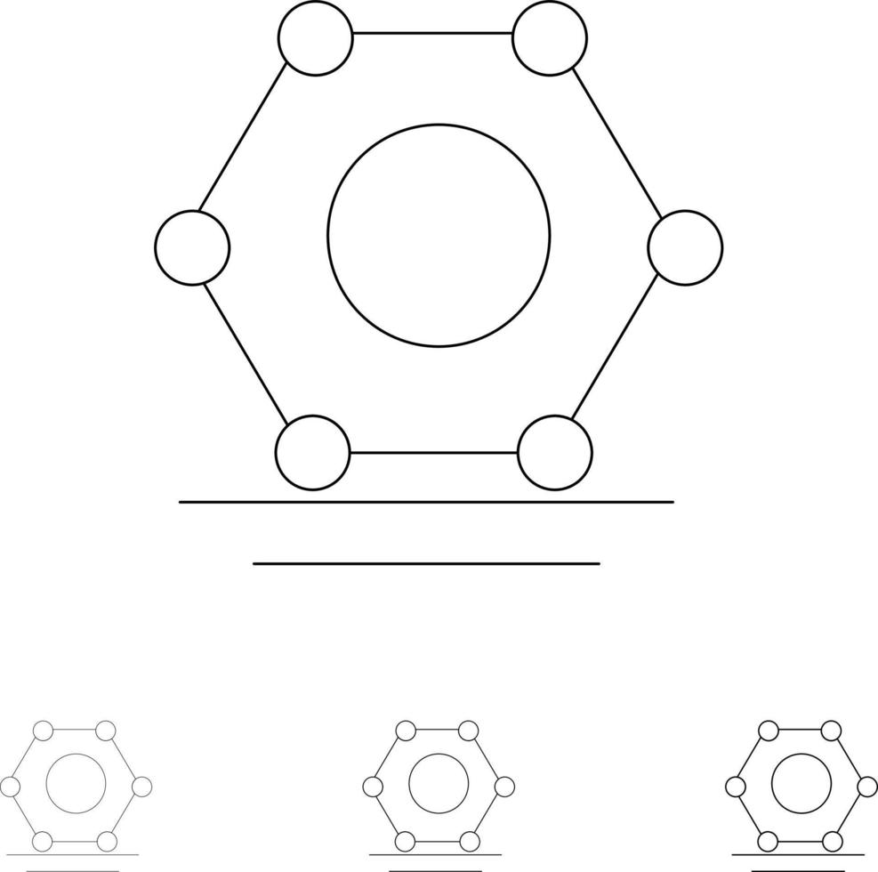 réseau numérique super connecté jeu d'icônes de ligne noire audacieuse et mince vecteur