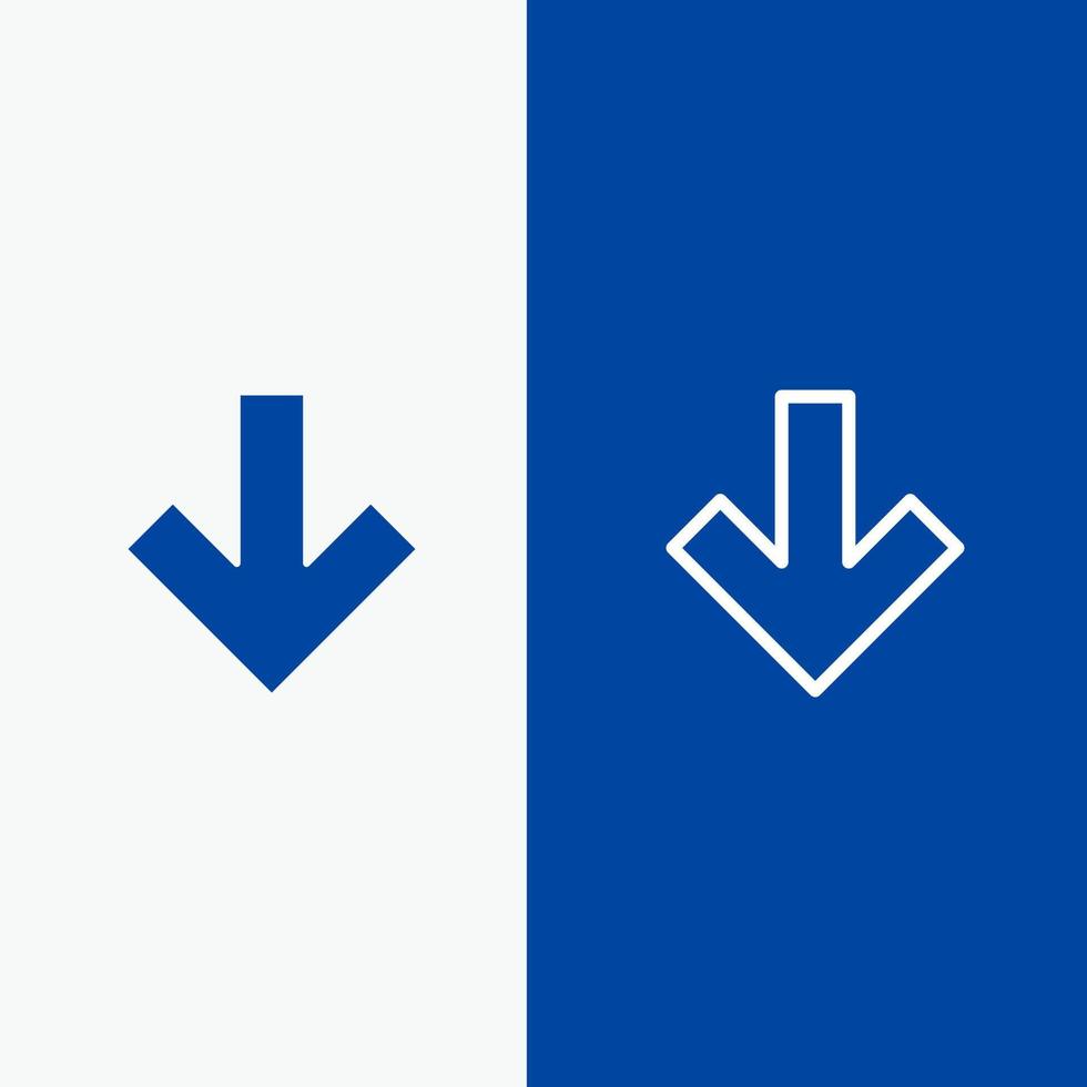 flèche vers le bas ligne arrière et glyphe icône solide bannière bleue ligne et glyphe icône solide bannière bleue vecteur