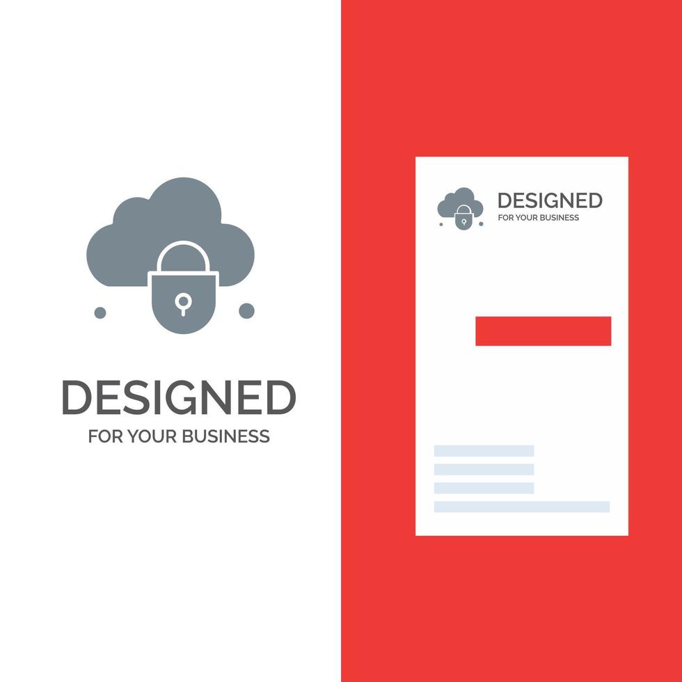 conception de logo gris de sécurité de verrouillage de nuage internet et modèle de carte de visite vecteur