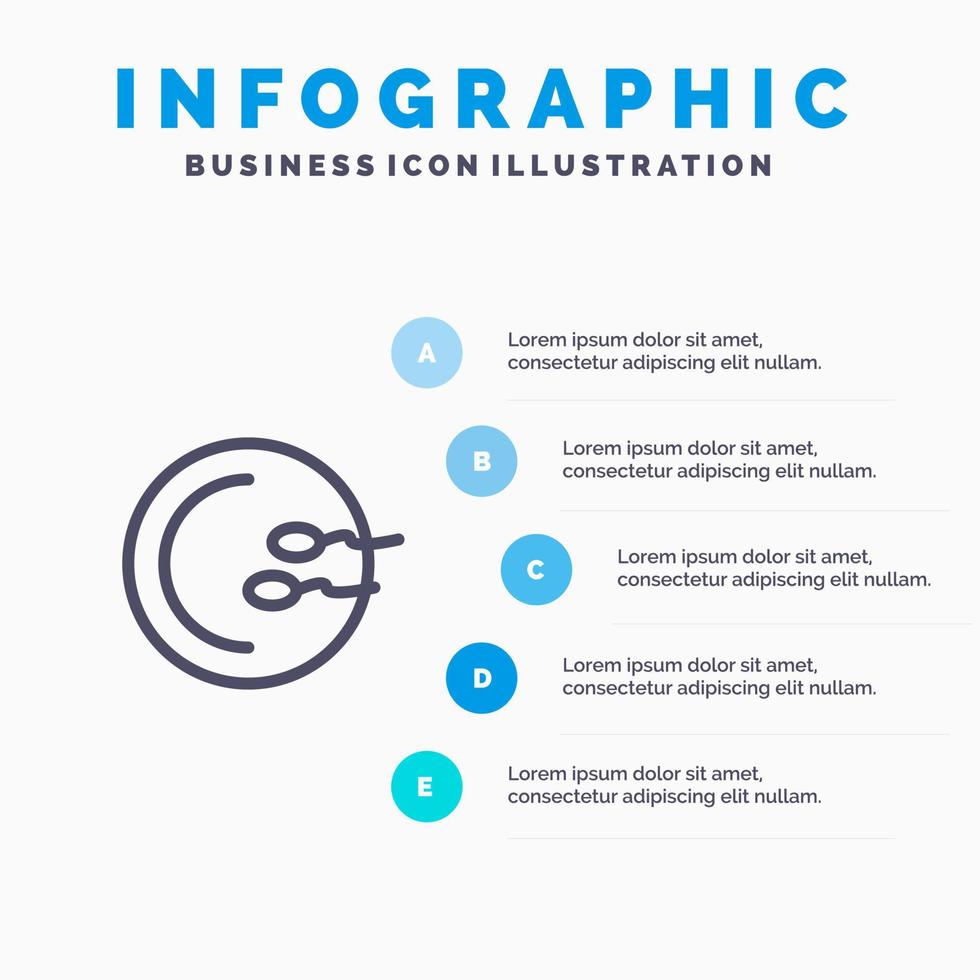 traiter l'icône de ligne de médecine de reproduction médicale avec 5 étapes présentation infographie fond vecteur