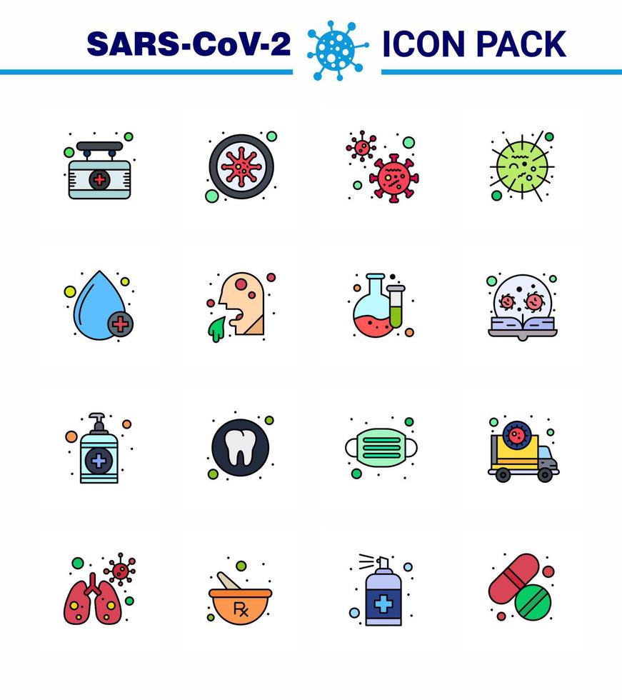 maladie du virus corona 16 pack d'icônes de ligne remplie de couleur plate sucer comme le sang virus du sras grippe mers coronavirus viral 2019nov éléments de conception de vecteur de maladie