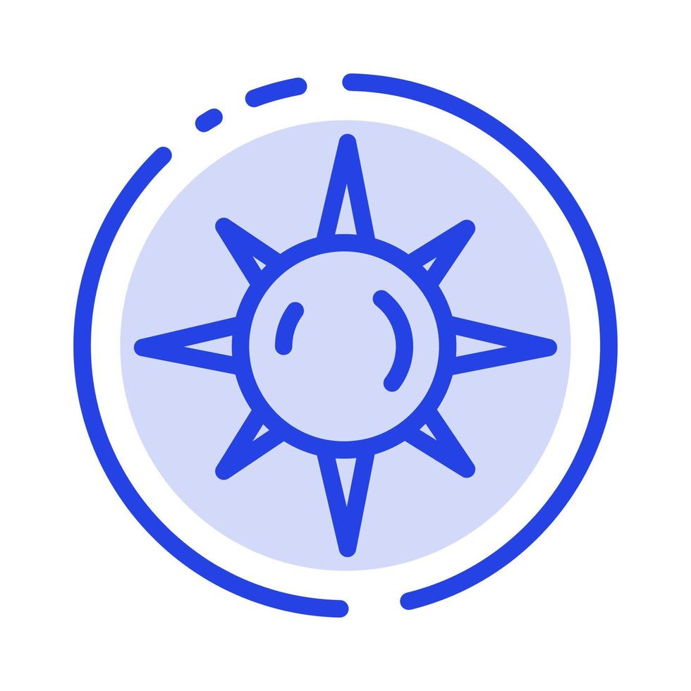soleil jour bleu clair ligne pointillée icône de la ligne vecteur