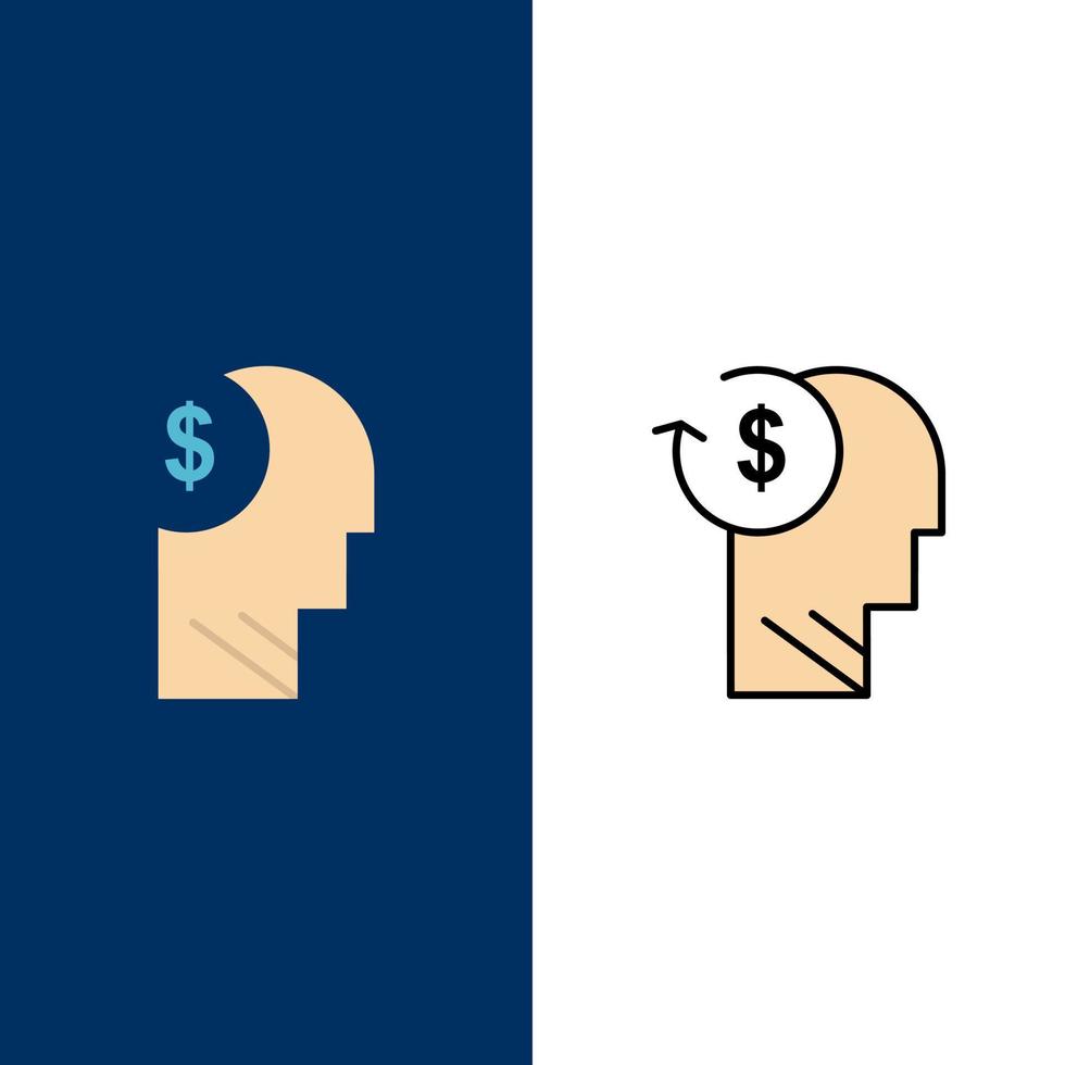 compte avatar coûts employé profil affaires icônes plat et ligne remplie icône ensemble vecteur fond bleu