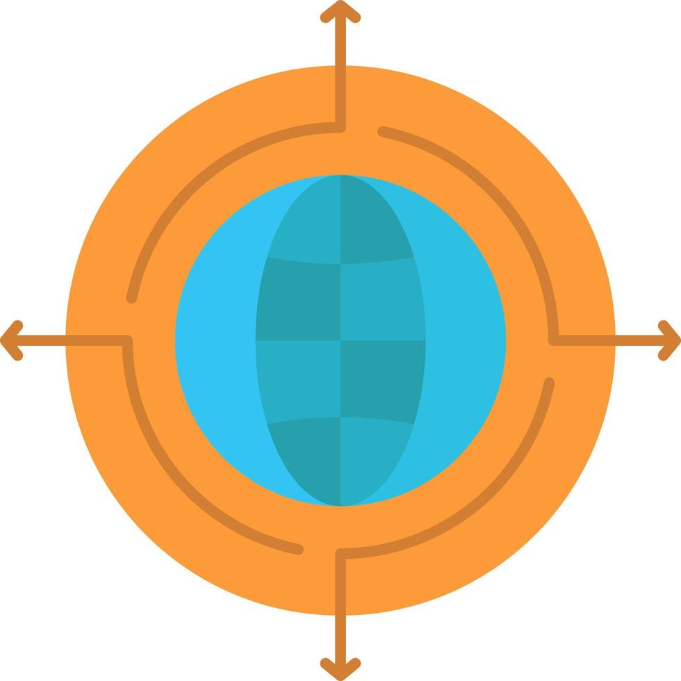 globe focus cible connecté plat couleur icône vecteur icône modèle de bannière