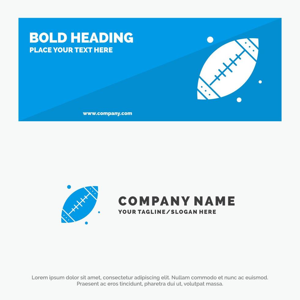 balle football sport usa icône solide bannière de site Web et modèle de logo d'entreprise vecteur
