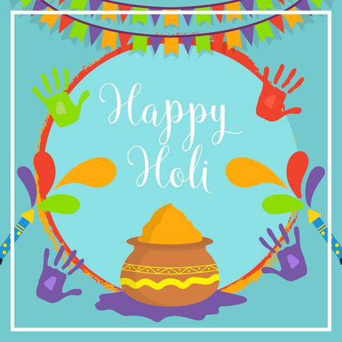 Plat Happy Holi Vector Illustration