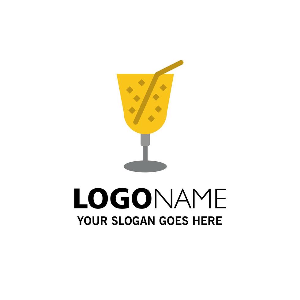 modèle de logo d'entreprise de jus de boisson de plage couleur plate vecteur
