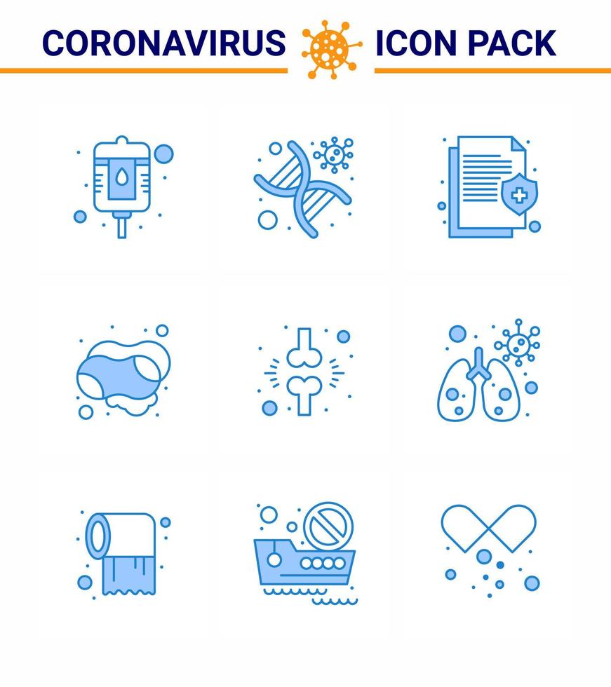 ensemble d'icônes de prévention des coronavirus 25 savon d'os bleu santé main protéger coronavirus viral 2019nov éléments de conception de vecteur de maladie