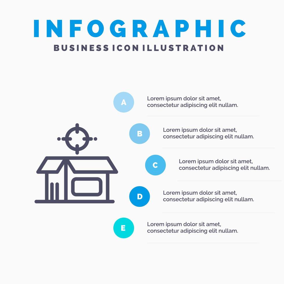 boîte de produit ouverte icône de ligne de produit de boîte ouverte avec 5 étapes présentation infographie fond vecteur