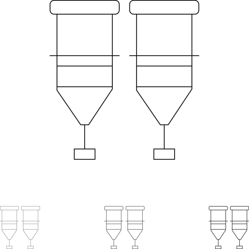ensemble d'icônes de ligne noire audacieuse et fine de transfusion de seringue médicale de soins de santé sanguins vecteur