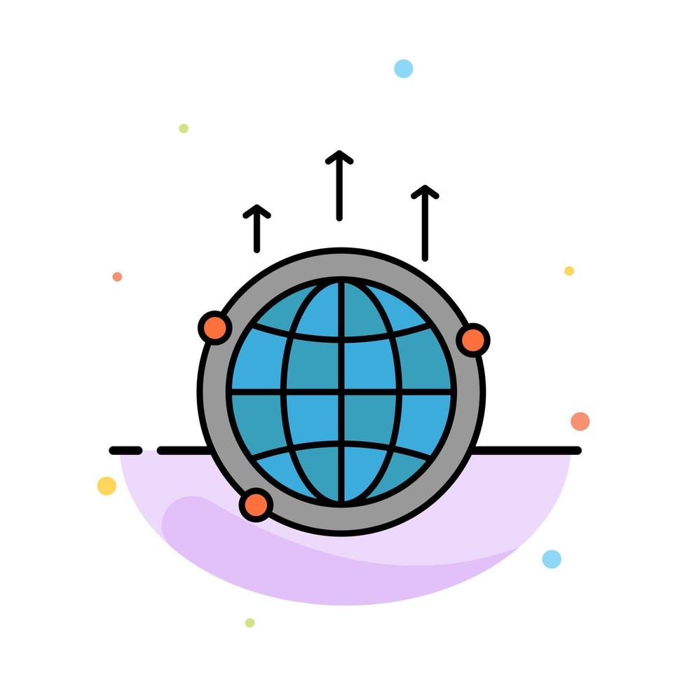 globe business communication connexion monde global résumé plat couleur icône modèle vecteur
