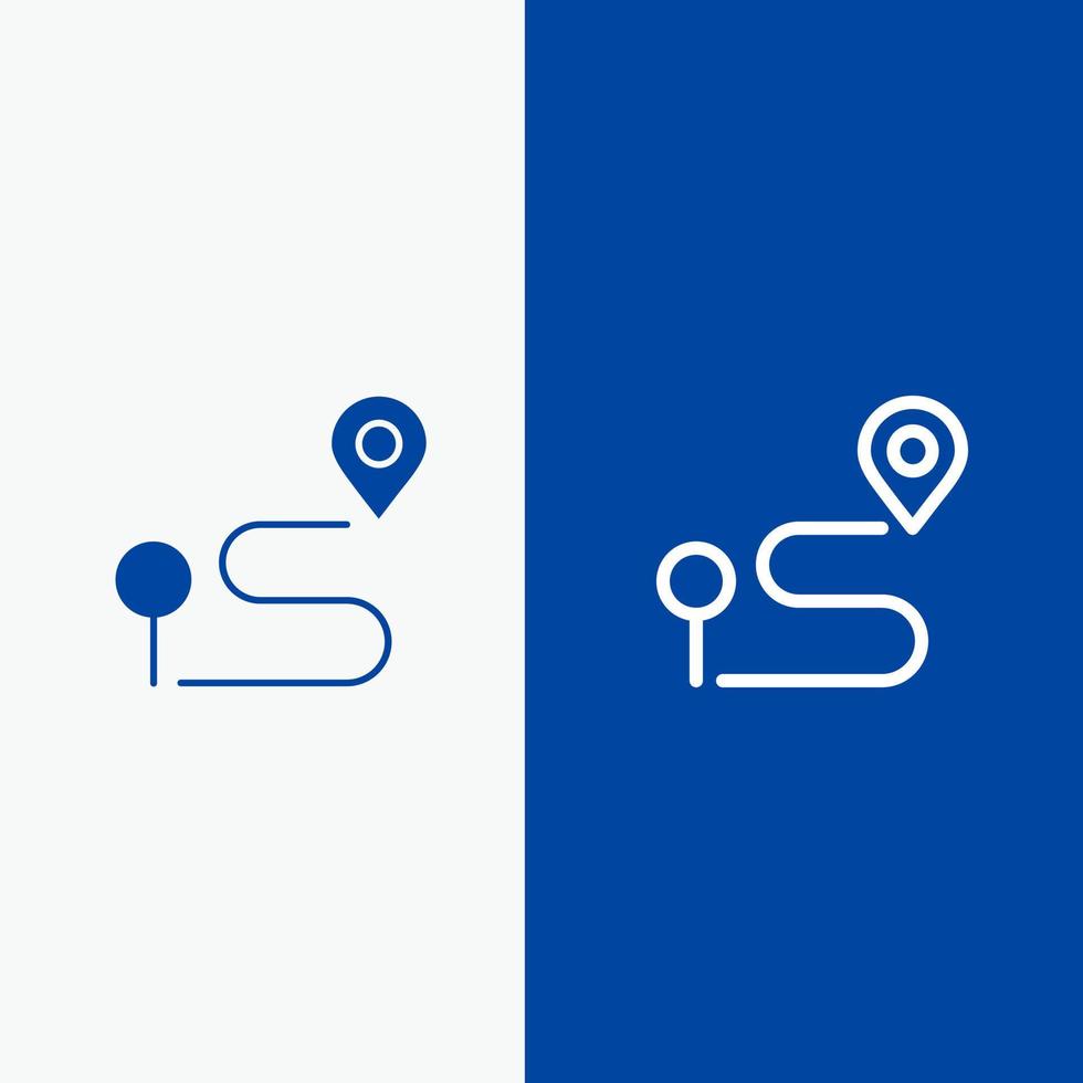 carte de localisation navigation épingle ligne et glyphe icône solide bannière bleue ligne et glyphe icône solide bannière bleue vecteur