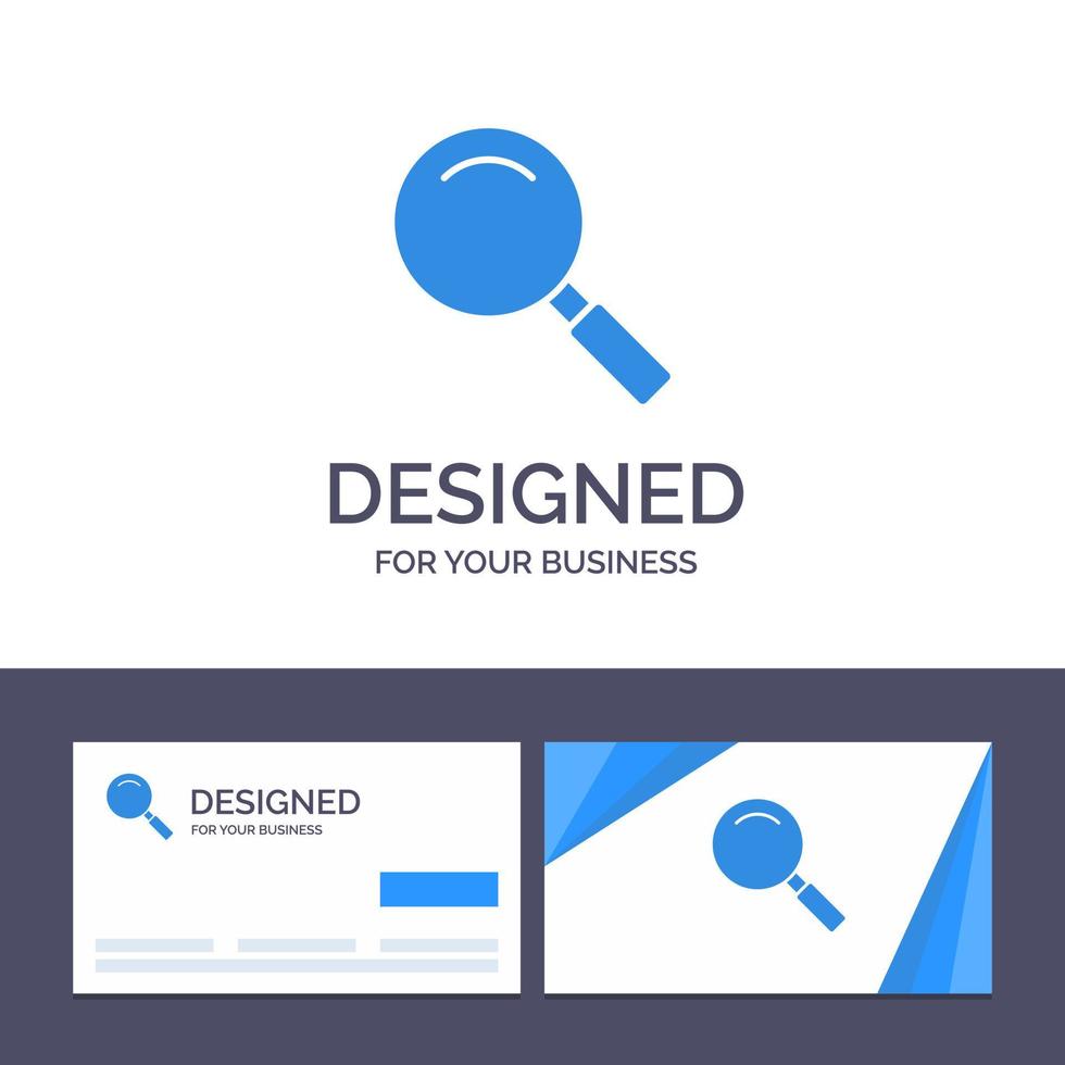 carte de visite créative et modèle de logo verre regarder loupe illustration vectorielle de recherche vecteur