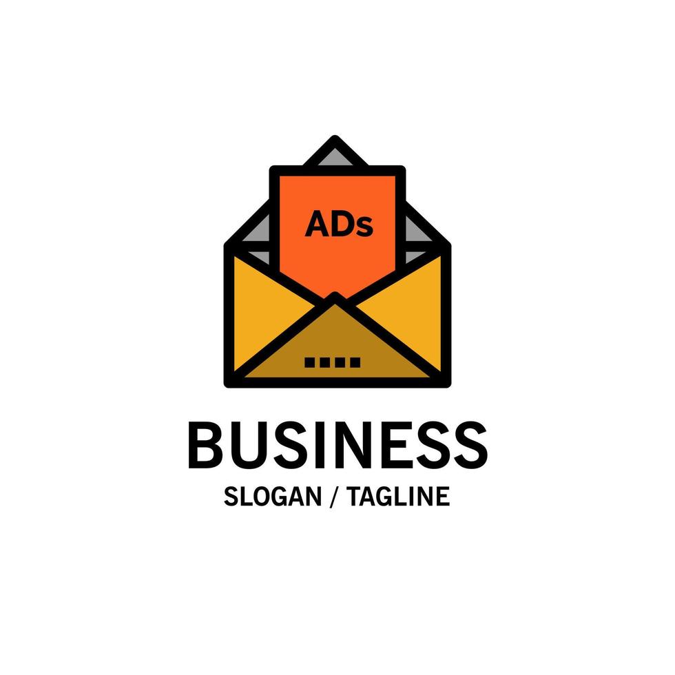 annonce publicité e-mail lettre courrier modèle de logo d'entreprise couleur plate vecteur