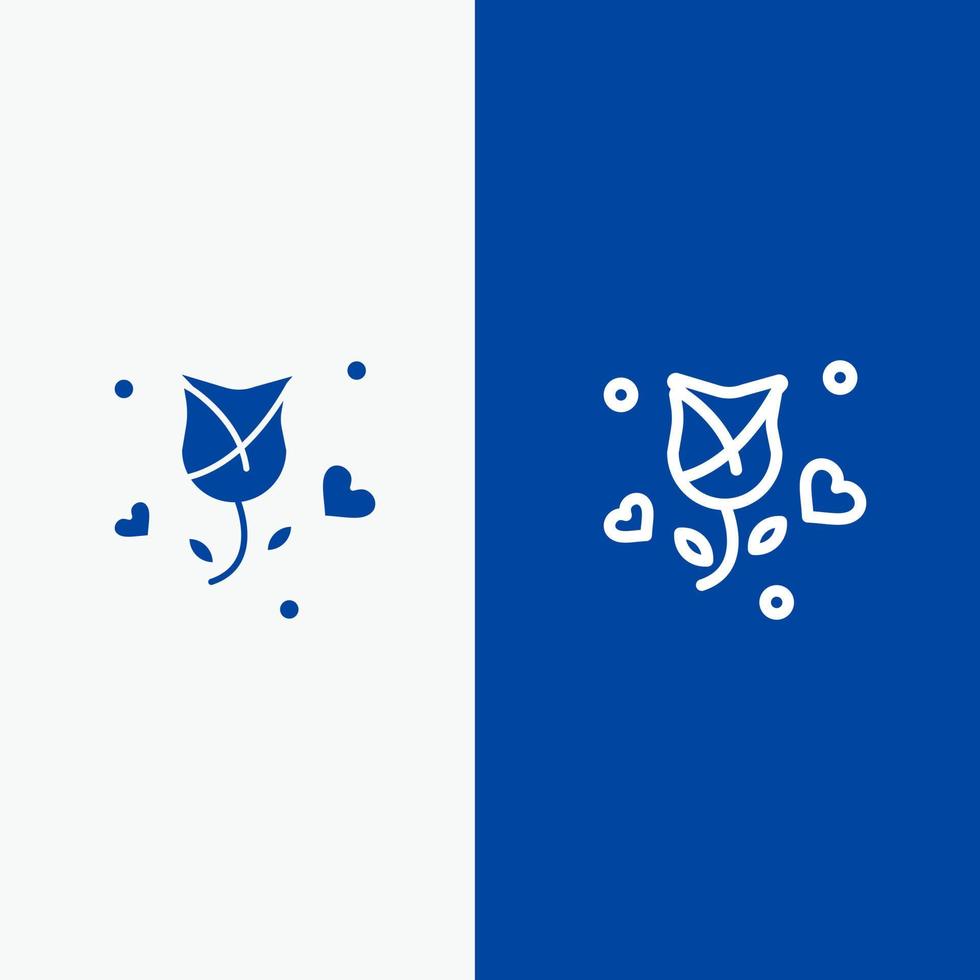 fleur rose amour proposer saint valentin ligne et glyphe icône solide bannière bleue ligne et glyphe icône solide bannière bleue vecteur