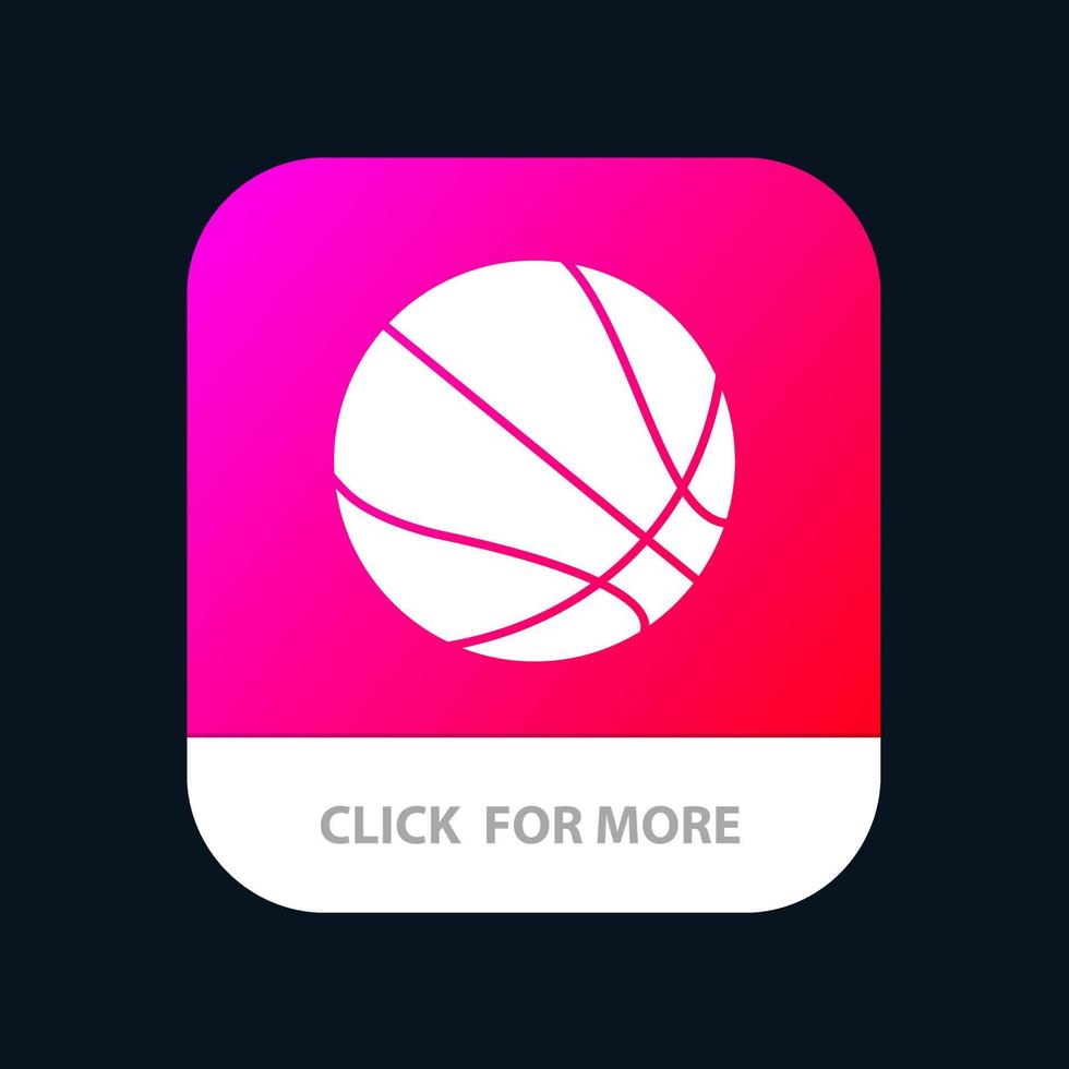 bouton d'application mobile de basket-ball de ballon d'éducation version de glyphe android et ios vecteur