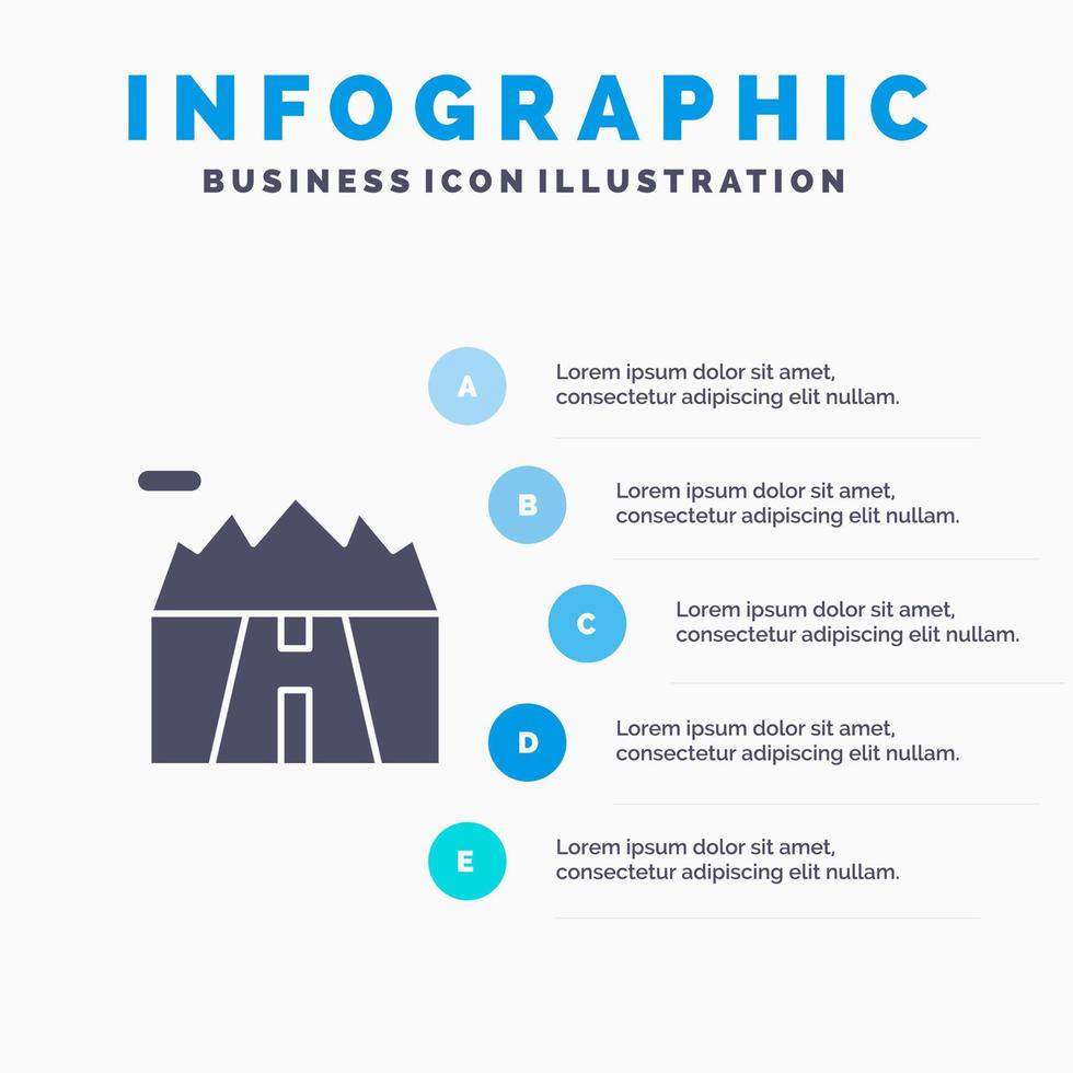 paysage montagnes paysage route solide icône infographie 5 étapes présentation fond vecteur