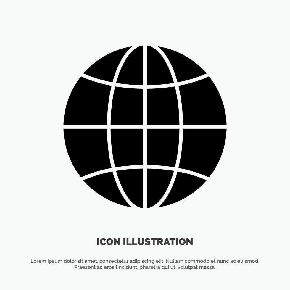 monde globe internet conception solide glyphe icône vecteur