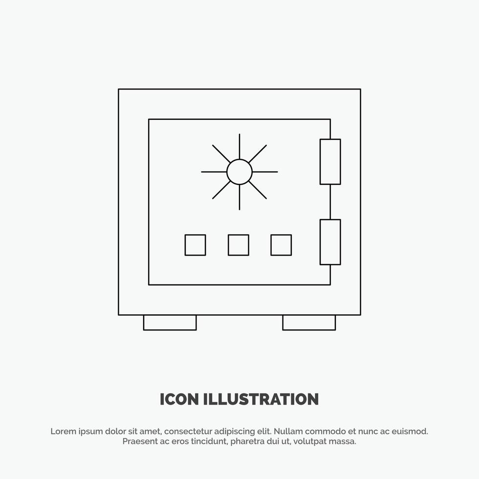 serrure boîte dépôt protection coffre-fort sécurité sécurité ligne icône vecteur