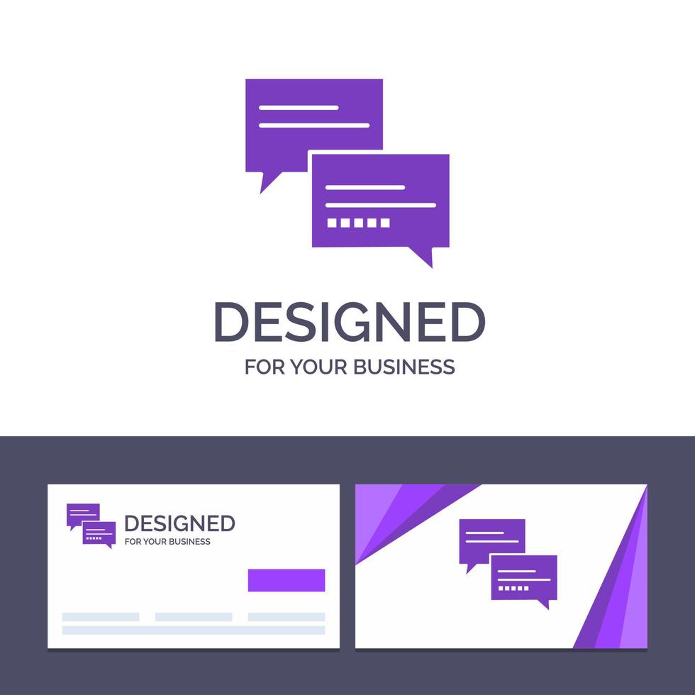 carte de visite créative et modèle de logo chat commentaire message éducation illustration vectorielle vecteur