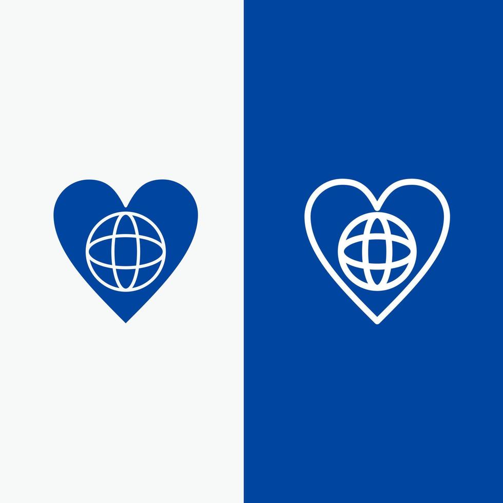 écologie environnement monde coeur comme ligne et glyphe icône solide bannière bleue ligne et glyphe icône solide bannière bleue vecteur