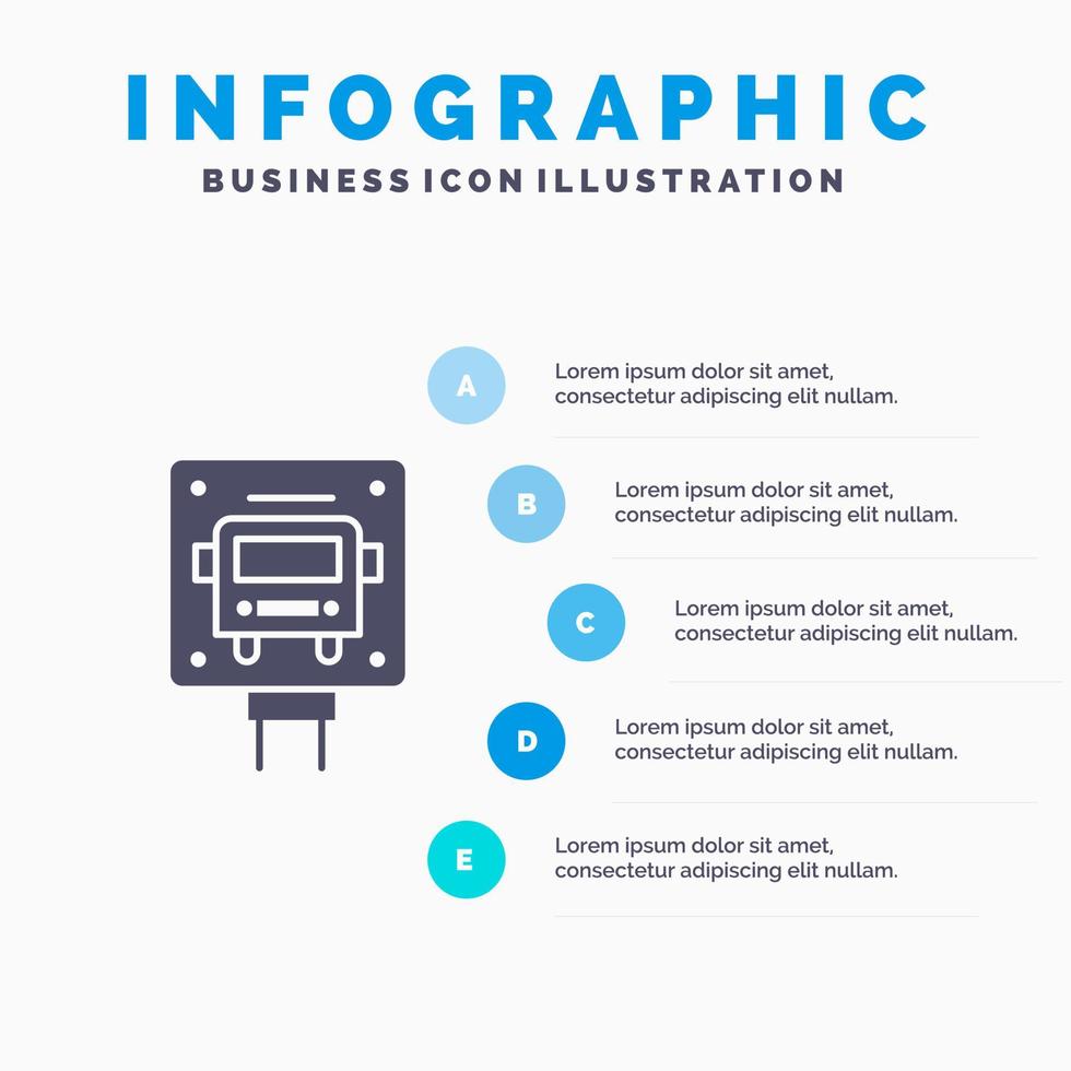 panneau d'arrêt de bus modèle de présentation d'infographie publique présentation en 5 étapes vecteur