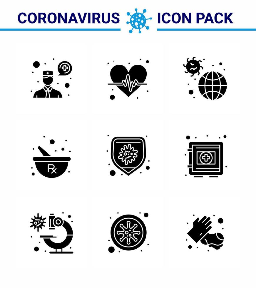 25 ensemble d'icônes d'urgence de coronavirus conception bleue telle que des bactéries préparant un bol de mélange d'incident coronavirus viral 2019nov éléments de conception de vecteur de maladie