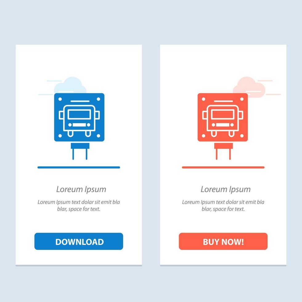 panneau d'arrêt de bus public bleu et rouge téléchargez et achetez maintenant le modèle de carte de widget web vecteur